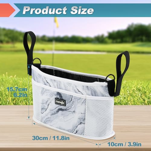 Cosmos Golf Push Cart Organizer Bag Universal Golf Accessories Storage Bag Adjustable Pouch with Drink Holders and Zipped Pockets for Most Carts - Image 3