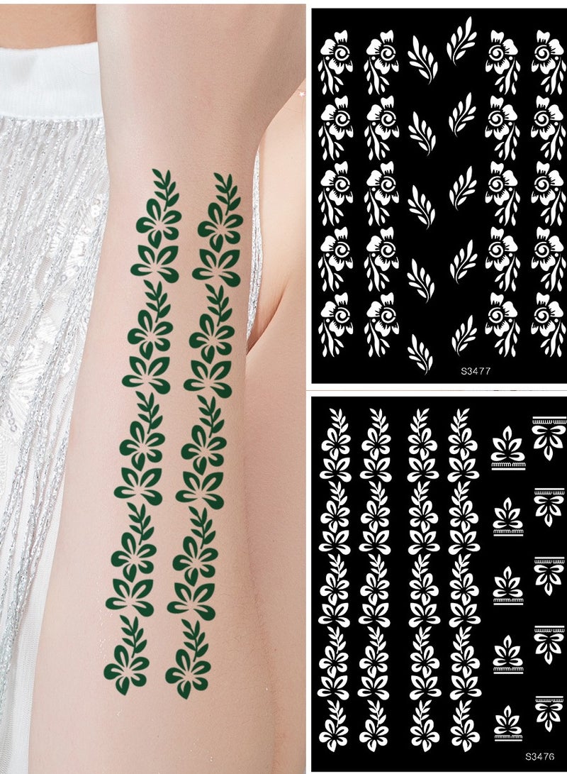 AROAQ Henna Tattoo Stencils,  Indian Temporary Tattoo Templates, Multi-purpose Removable Tattoo Stickers, Durable Body Art Stencil For Women Girls And Kids, ( S3476, 1Pc ) - Image 3