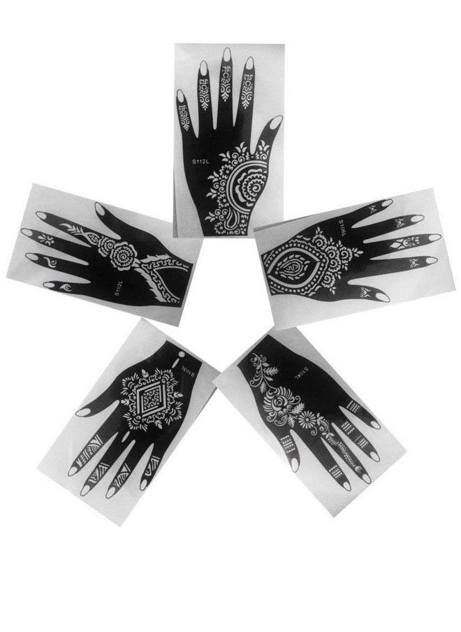 ivana's - Heena Mehandi Tatto Stencil Set For ; Hand ; Body ; Fingure ; Face ; Heena Art Temporary Tatto For Kids Girls & Women Design Stensil11 Black M - Image 1