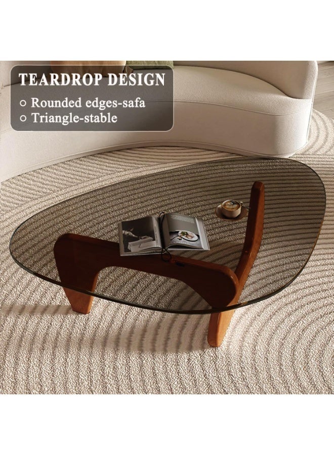 WALALLA Mid Century Modern Glass Coffee Table, Small Coffee Table for Living Room, Elegant and Functional Coffee Tables Suitable for Bedroom Living Room Reception Office Table,Walnut/Black Medium 91*65*40cm - Image 3