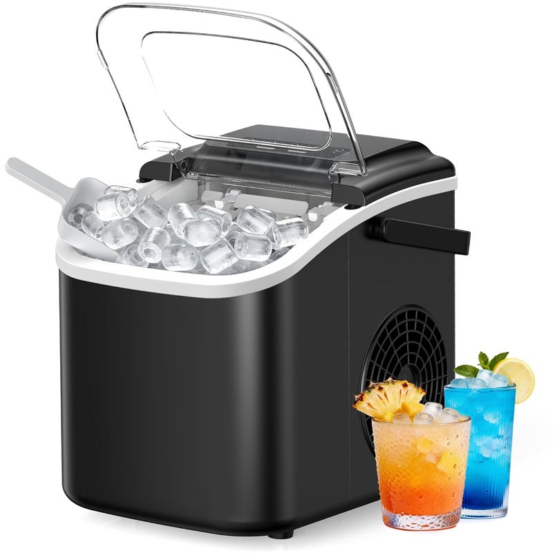 EUHOMY Smart Ice Makers Countertop -26lbs in 24 Hours, 9 Cubes Ready in 8Mins, Self-Cleaning Countertop Ice Maker, Portable Ice Maker with Ice Scoop and Basket for Home/Kitchen/Office(Sliver） - Image 1