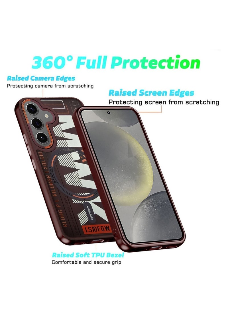 Techie حافظة TPU MWK مغناطيسية شفافة جمالية مع واقي عدسة الكاميرا المرتفع لهاتف سامسونج جالاكسي S24 - مارون - Image 3