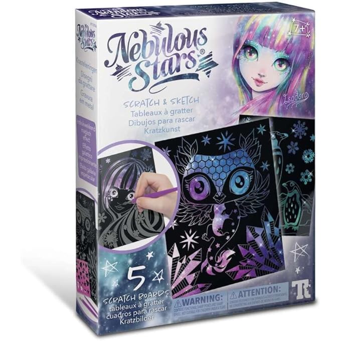 Nebulous Stars Scratch & Sketch - These 5 Scratch Art Boards. Comes With Stencil & Scratching Tools For Girls