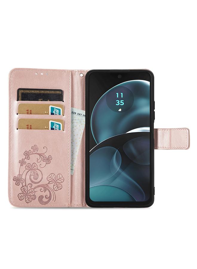 S-TOP Case For Motorola Moto G14 Four-leaf Clasp Embossed Leather Phone Case - Image 3