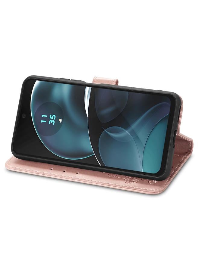 S-TOP Case For Motorola Moto G14 Four-leaf Clasp Embossed Leather Phone Case - Image 4