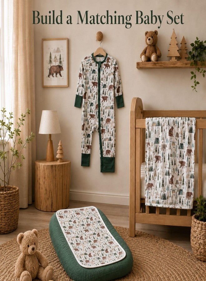 Miaoberry GOTS Certified Organic Muslin Swaddle Blankets, 2 Pack Baby Receiving Blankets, Soft Breathable Cotton Swaddles for Newborn Boys & Girls, Forest Bear & Green - Image 4
