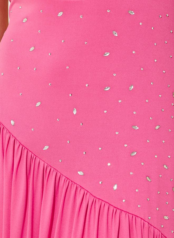 Take Two Embellished Off Shoulder A-Line Midi Dress - Image 4