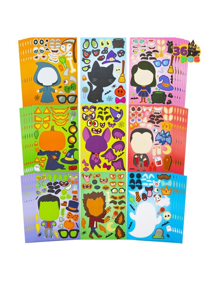 JOYIN 36 PCS Halloween Craft Stickers for Kids Party Favor, Make a Face Stickers with Designs Witch Vampire, DIY Craft Supplies for Halloween Party Game Classroom Activities Gift Goodies - Image 1