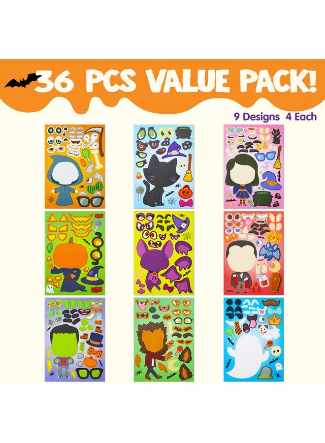 JOYIN 36 PCS Halloween Craft Stickers for Kids Party Favor, Make a Face Stickers with Designs Witch Vampire, DIY Craft Supplies for Halloween Party Game Classroom Activities Gift Goodies - Image 2