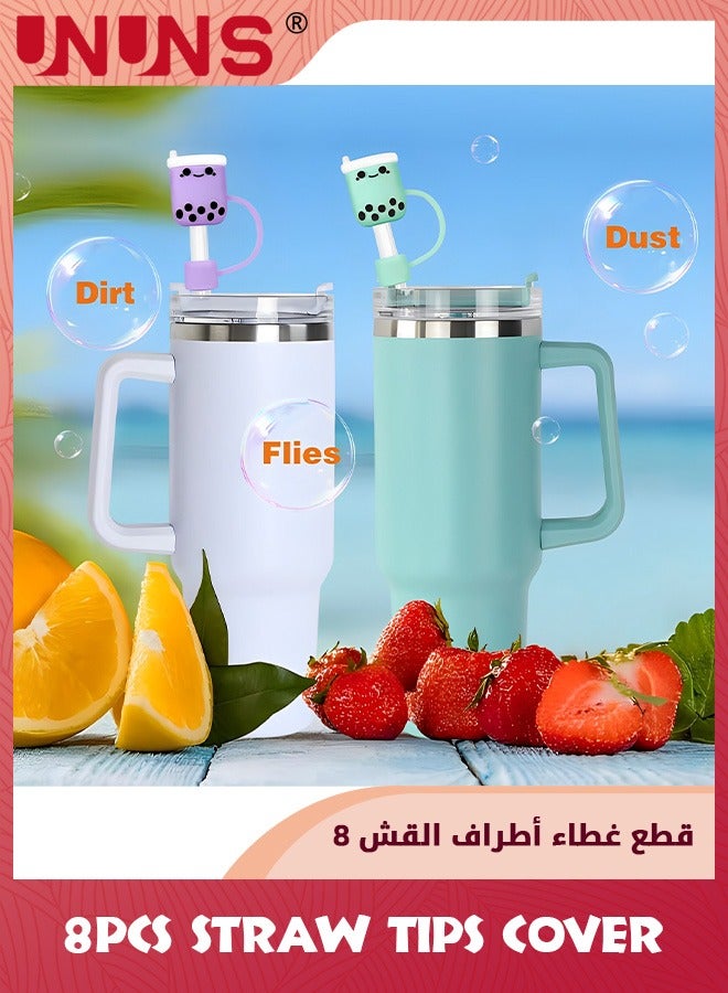 UNUNS 8PCS Straw Cover Cap For Stanely Cup,0.4Inches Cute Bubble Tea Drinking Straw Cover,Silicone Dust-Proof Straw Protector Topper Stanley Accessories - Image 5