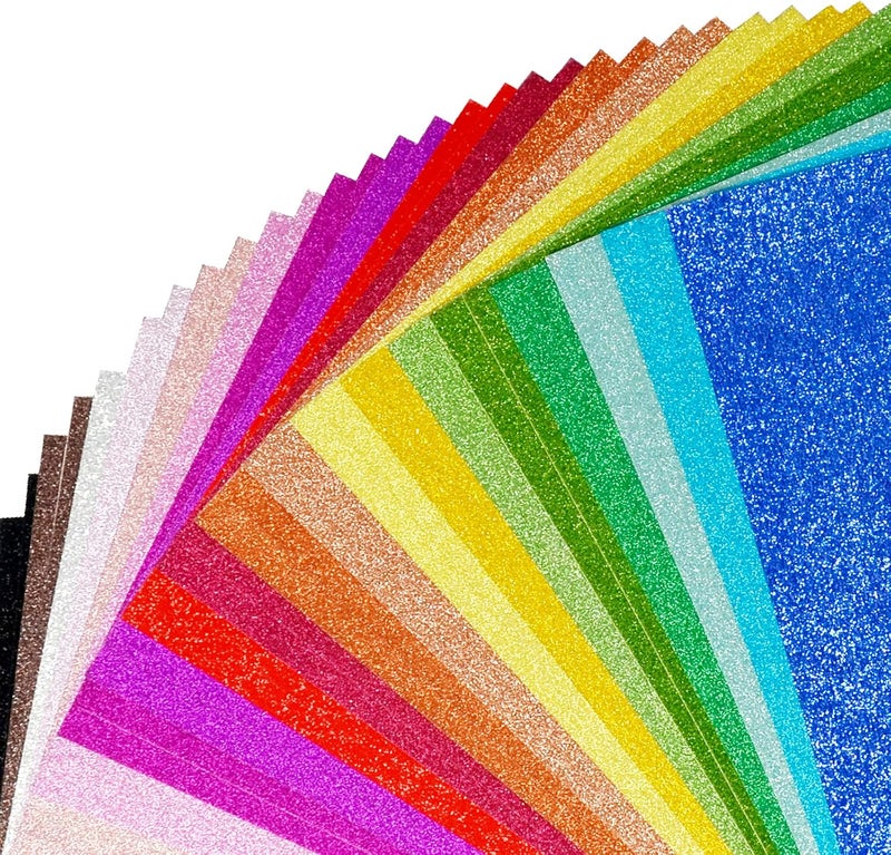 Simetufy Glitter Cardstock, 40 Sheets in 20 Colors, Premium Cardstock for Cricut, Crafts and DIY Projects, Sparkly Paper for Card Making, 250 GSM - Image 1