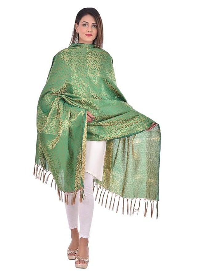 Youthquake Zari Jacquard Silk Dupatta For Womens & Girls With Hand Made Tessels - Image 2