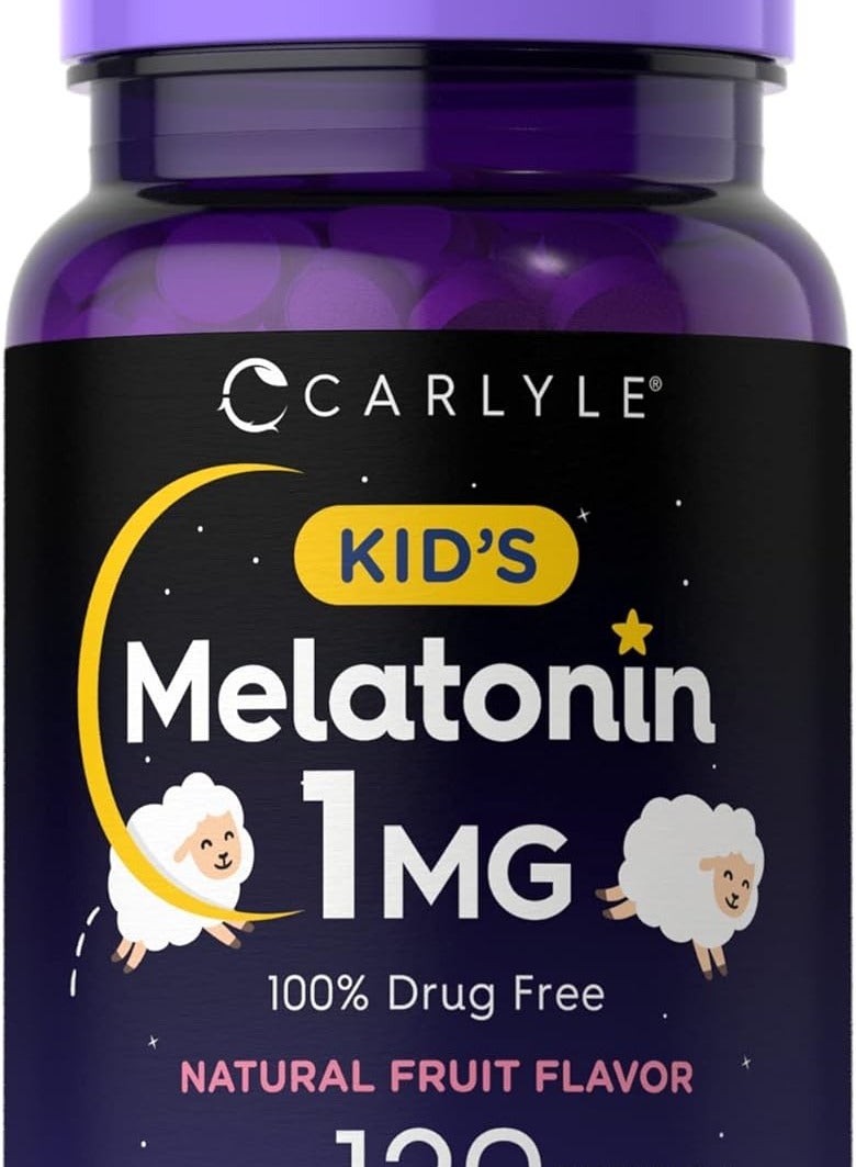 Carlyle Kids Melatonin 1mg Chewable Tablets 120 Count | Fruit-Flavoured Sleep Support Supplement | Non-GMO Gluten-Free - Image 1