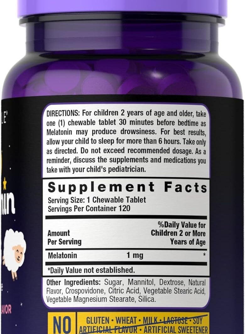 Carlyle Kids Melatonin 1mg Chewable Tablets 120 Count | Fruit-Flavoured Sleep Support Supplement | Non-GMO Gluten-Free - Image 2