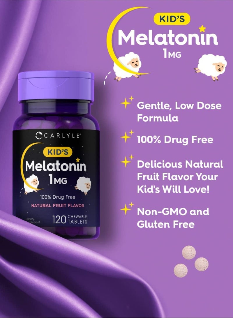Carlyle Kids Melatonin 1mg Chewable Tablets 120 Count | Fruit-Flavoured Sleep Support Supplement | Non-GMO Gluten-Free - Image 3