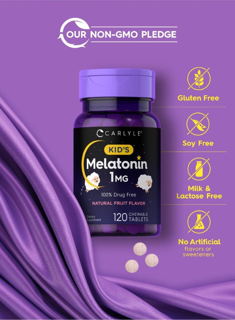 Carlyle Kids Melatonin 1mg Chewable Tablets 120 Count | Fruit-Flavoured Sleep Support Supplement | Non-GMO Gluten-Free - Image 4