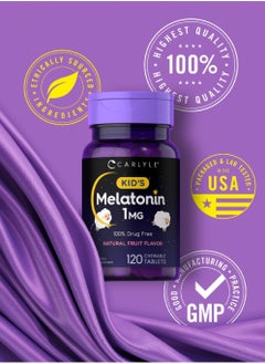 CARLYLE Carlyle Kids Melatonin 1mg | 120 Chewable Tablets | Fruit Flavor | Non-GMO, Gluten Free  - Image 5