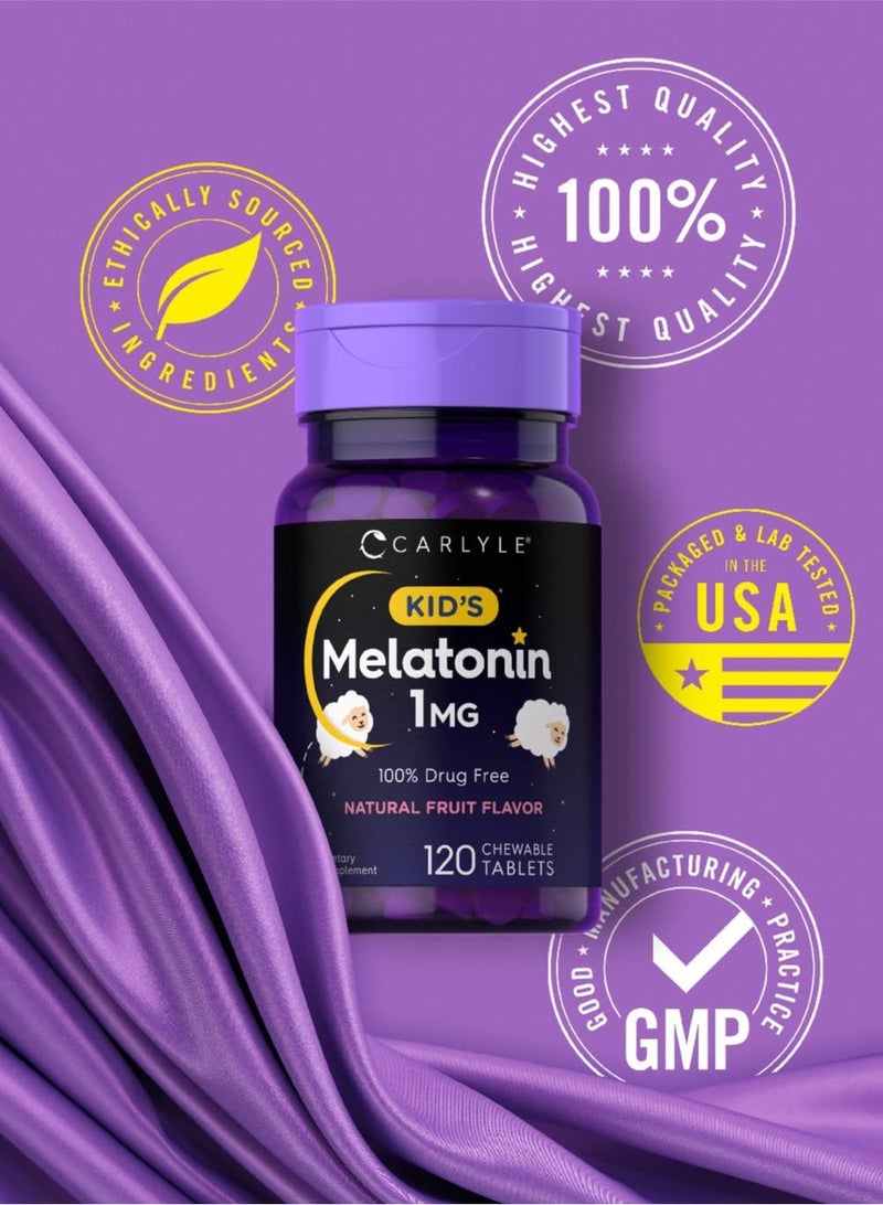 Carlyle Kids Melatonin 1mg Chewable Tablets 120 Count | Fruit-Flavoured Sleep Support Supplement | Non-GMO Gluten-Free - Image 5