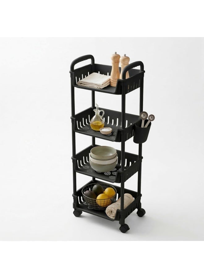 DmarQa 4 Layer Kitchen Cart Storage Trolley with Wheels, Black Plastic Rolling Organizer Rack for Kitchen, Bathroom & Laundry, Space Saving Mobile Shelf, 102.5 x 34.2 x 26 CM - Image 5