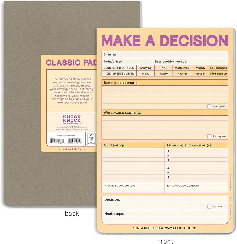 Knock Knock Make a Decision Pad, Checklist Funny Office Notepads (Pastel Version), 6 x 9-inches - Image 2