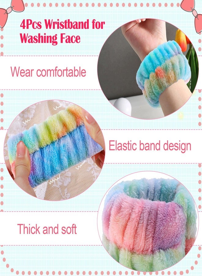 WSYUB Spa and Makeup Headband Set - Gorgeous Tie Dye Color Cosmetic Headband and Absorbent Wrist Towels for Skincare, Face Washing, and Makeup Application (6 pcs) - Image 4