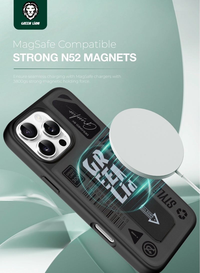 GREEN LION iPhone 16 Pro Max Grip Pro Magsafe Case / Grip and Stand / Shock Absorption / Comfortable Grip /Strong Magnets / Anti Scratch / Stylish Back Cover - Black - Image 2