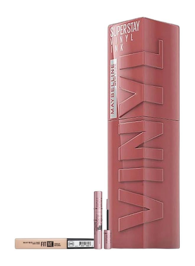 MAYBELLINE NEW YORK LASH SENSATIONAL SKY HIGH MASCARA, BLACK, 36H, LENGTHENING, VOLUMIZING, +2MM LENGTH ON ASIAN LASHES Black & Super Stay Vinyl Ink Longwear Transfer Proof Liquid Matte Lipstick 35 Cheeky & Fit Me Eye Concealer Anti-Cernes Bundle - Image 1