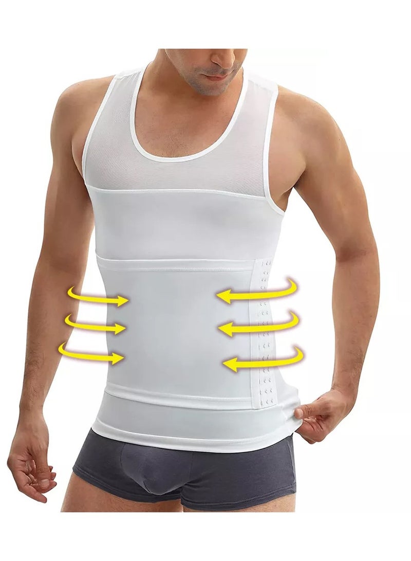 DubaiGallery Men Body Shaper Slimming Tank Top Compression Undershirt Tummy Control Vest Tee  - Image 4