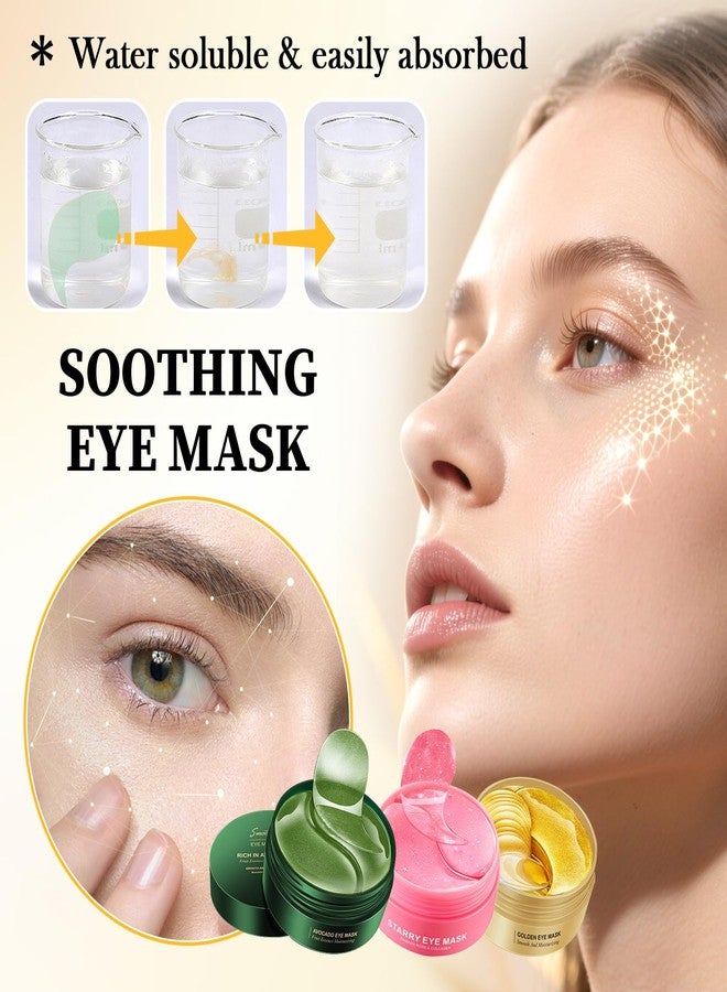 XMXueMei Avocado Golden Under-Eye Mask Skincare 3-Pair Set, Moisturizing, Non-Greasy Patches for Women and Men, Travel-Size, Long-Lasting, Refreshing Eye Care Gel Pads Gift Set 01 - Image 2