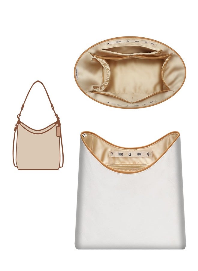 GIVLEFLY Purse Organizer Insert Fit for Laurel Large Size Tote Bag Organizer Insert with Cup Holder, Light Weight Purse Liner with Built-In Zipper Pocket (Beige Lining,Large) - Image 1