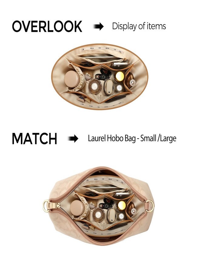 GIVLEFLY Purse Organizer Insert Fit for Laurel Large Size Tote Bag Organizer Insert with Cup Holder, Light Weight Purse Liner with Built-In Zipper Pocket (Beige Lining,Large) - Image 4