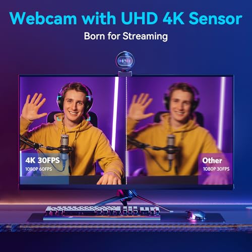 EMEET S600 4K Webcam for Streaming - Sony 1/2.5'' Sensor, PDAF Autofocus, 1080P@60FPS, 2 Noise Reduction Mics, Built-in Privacy Cover, 73° FOV, Streaming Camera for Live Commerce/Gaming/Beauty - Image 2
