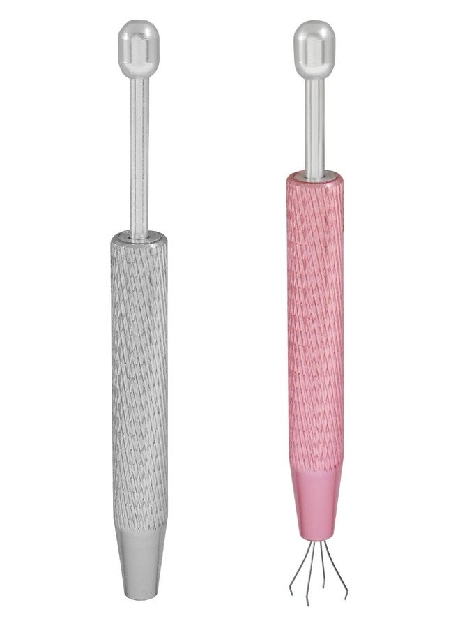 Bonsicoky 4-Prong Piercing Ball Grabber Tool - 1 Pack Stainless Steel Tweezers for Small Item Retrieval and Jewelry Crafting - Pink + Silver - Image 5
