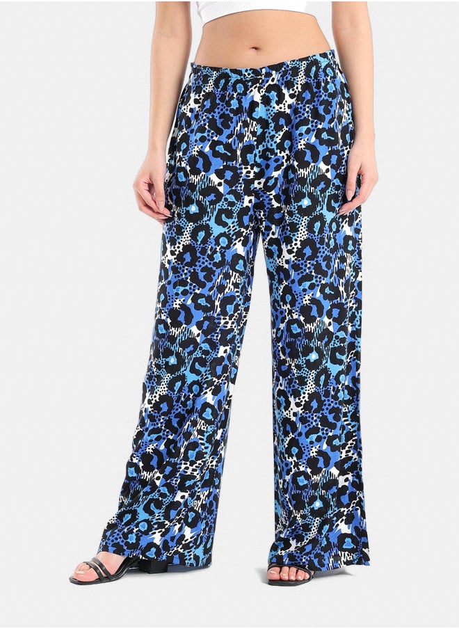 Clue Blue Leopard Printed Pants  - Image 1