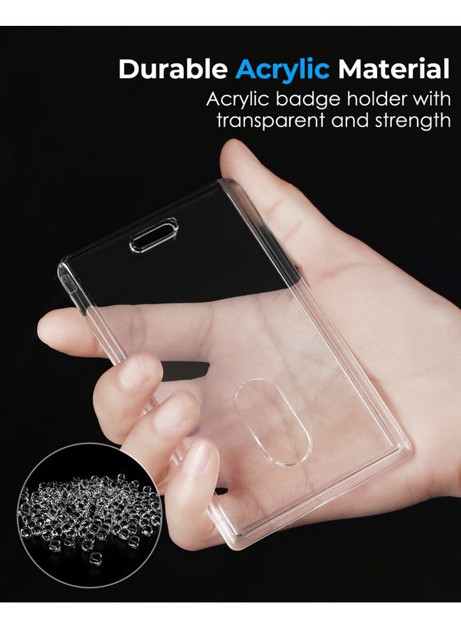KTRIO 2 Pack Heavy Duty 2-Card Badge Holder, Clear Acrylic Id Card Holder With Easy Access Thumb Hole, Hard Plastic Id Badge Holder For Student, Nurse And Office - Vertical - Image 5