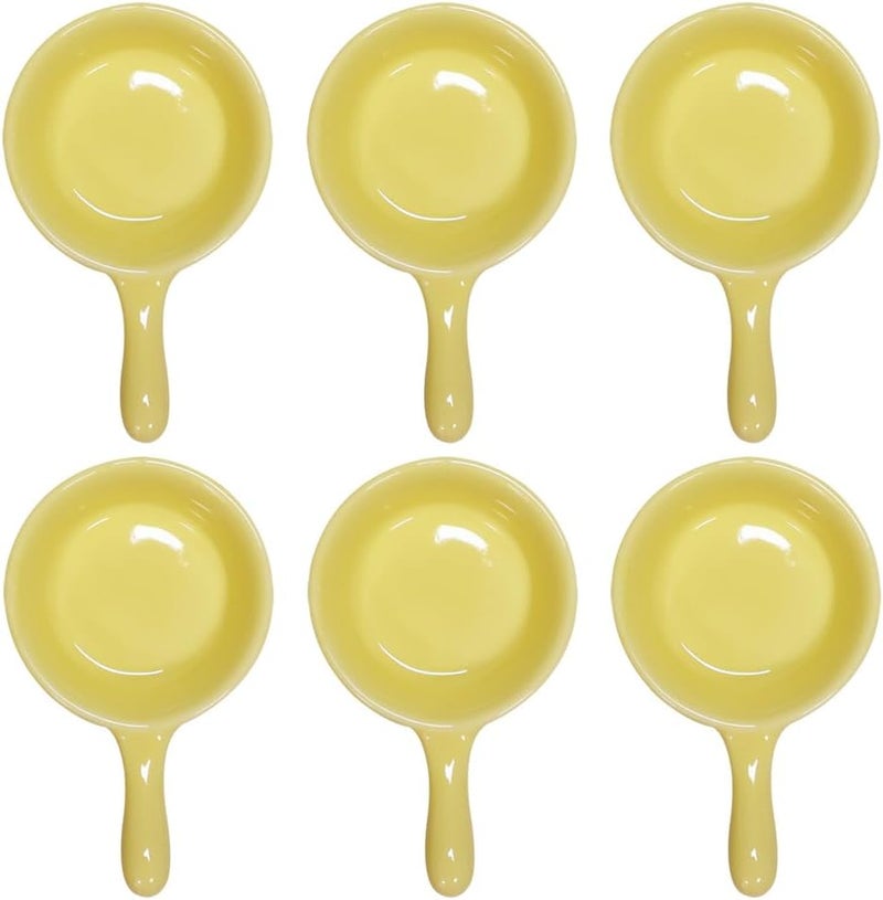 Albedel Yellow 6 pcs Porcelain Soy Sauce Dish Ceramic Dip Dipping Mini Small Bowls Plate 101 oz wHandle for Dinner Baking BBQ and Cooking - Image 1