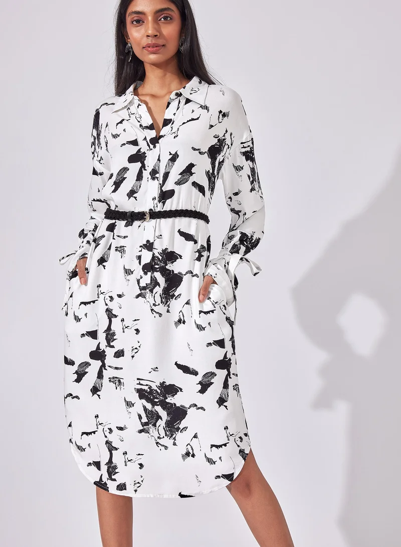 The Label Life Abstract Print Shirt Dress