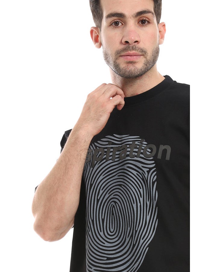 WHITE RABBIT Finger Comfy Printed T-Shirt-Black  - Image 3