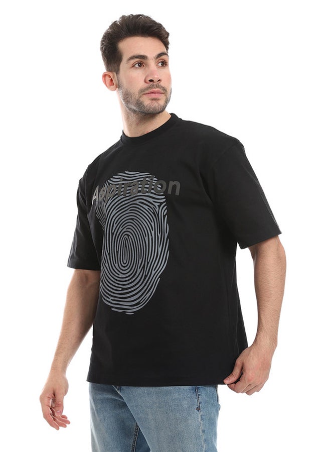 WHITE RABBIT Finger Comfy Printed T-Shirt-Black  - Image 1