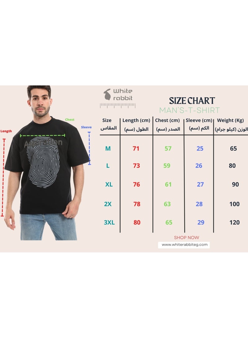 WHITE RABBIT Finger Comfy Printed T-Shirt-Black  - Image 4
