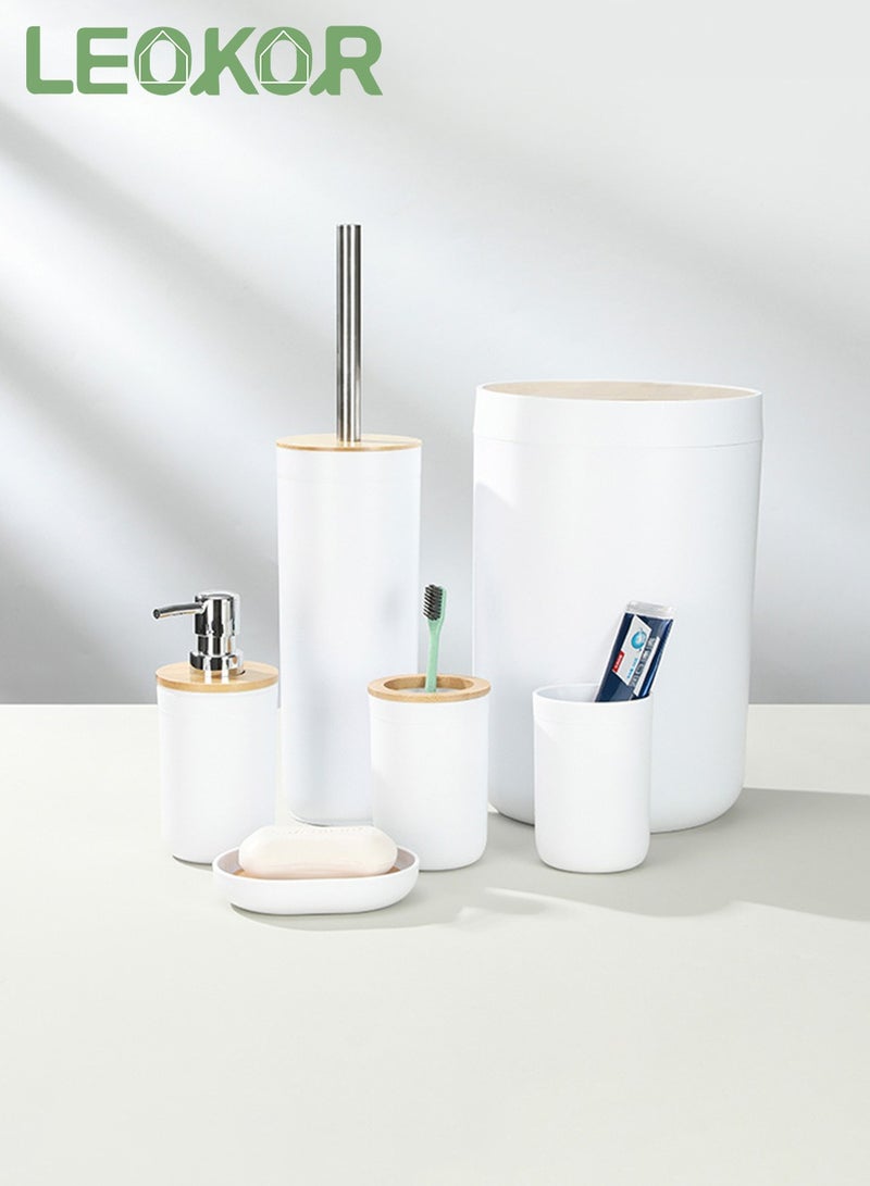 ليوكور طقم إكسسوارات حمام مكون من 6 قطع باللون الأبيض - Image 1