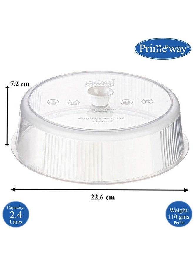 Primeway غطاء ميكروويف بلاستيكي من برايمواي® لحماية الطعام من التبخر، 8.25" و 9.5"، 2 قطعة، شفاف واضح - Image 2