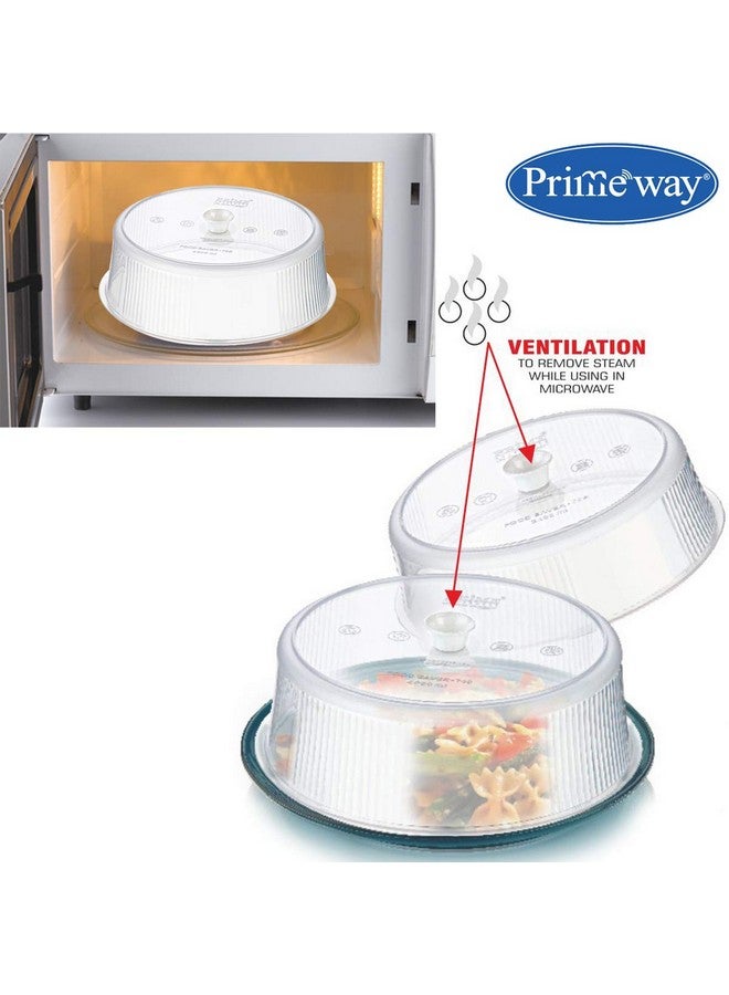 Primeway غطاء ميكروويف بلاستيكي من برايمواي® لحماية الطعام من التبخر، 8.25" و 9.5"، 2 قطعة، شفاف واضح - Image 4