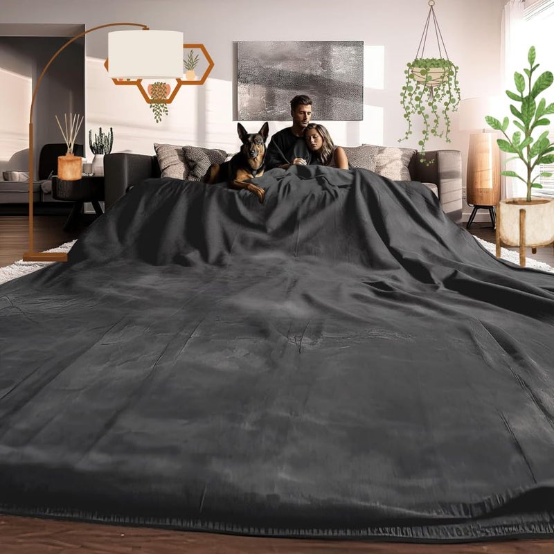 EasyFluffy Oversized King Blanket 120x120 Extra Large Huge Giant 10x10 Blanket for Couch  Beds Dark Gray