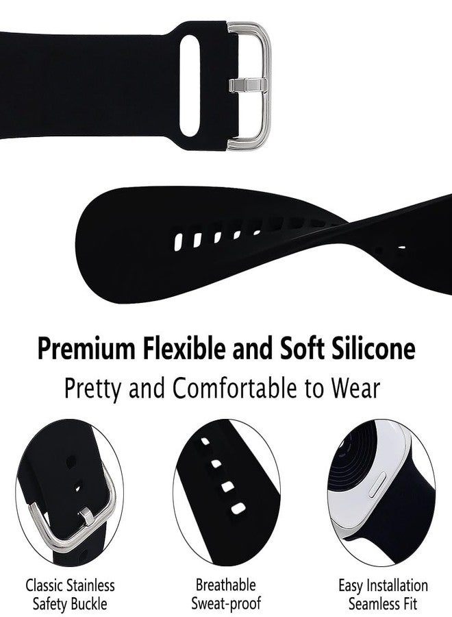 YONWORTH Silicone Band Compatible with Apple Watch Bands Women 42 44 45 46 49mm,Wristband With Decorative Rings Stud Charms Pendants for iWatch Series 10 9 8 7 6 5 4 3 2 1 Ultra SE (Black-Cross Gold,49mm) - Image 4