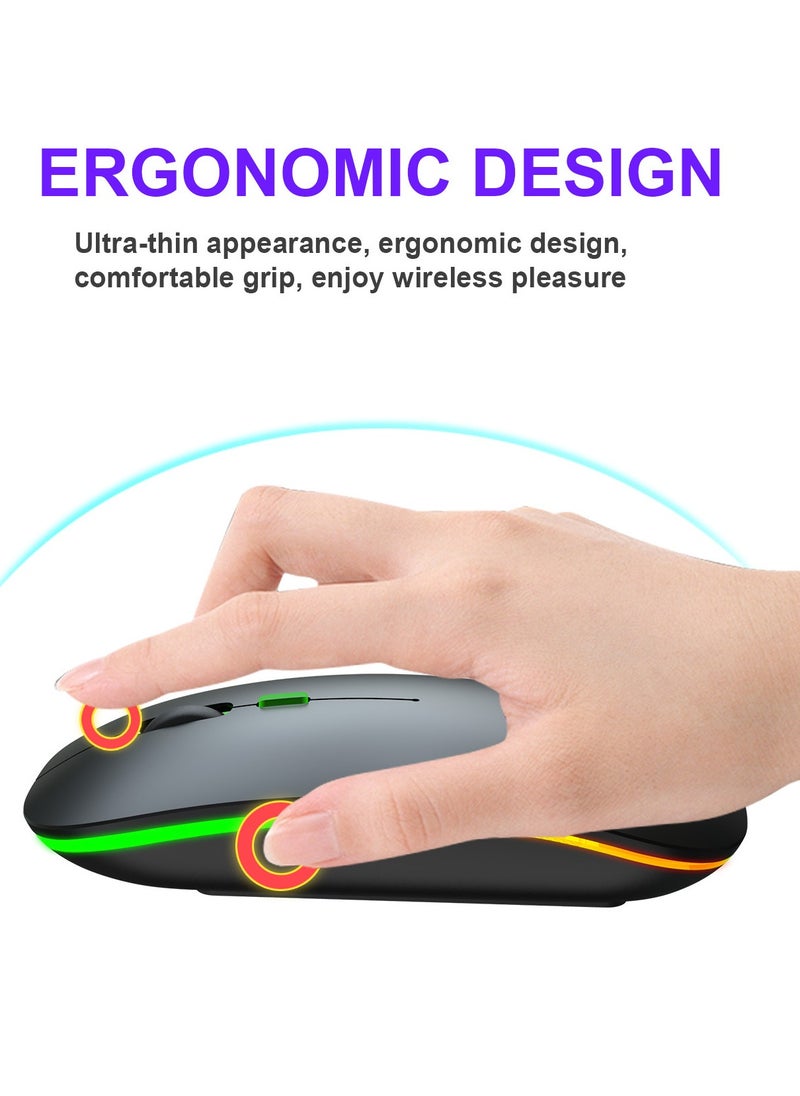 2.4G 600mAh true M-40, colorful luminous wireless mouse, silent ultra-thin wireless mouse black, universal for laptop desktop computers