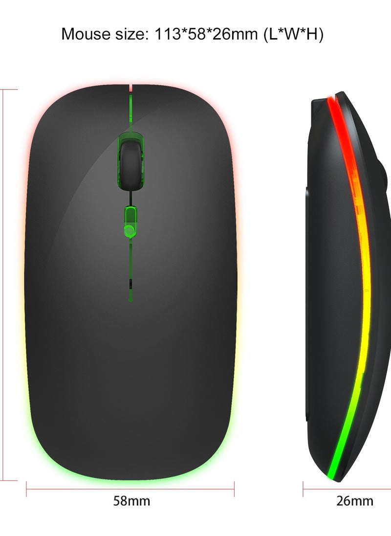 2.4G 600mAh true M-40, colorful luminous wireless mouse, silent ultra-thin wireless mouse black, universal for laptop desktop computers