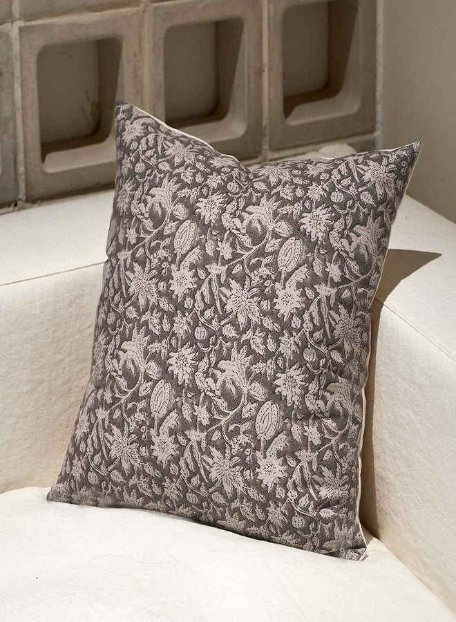 Amor Virisso Floral Throw Pillow Covers 18x18 Couch Pillows for Living Room Decorative Accent Pillow Covers Block Print Farmhouse Neutral Pillow Covers Sofa Pillows 1PC, Light Taupe - Image 1