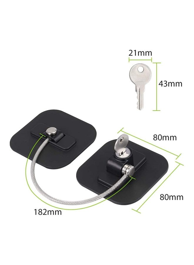 2-Piece Fridge Freezer Door Lock With 4 Keys Black - Image 2