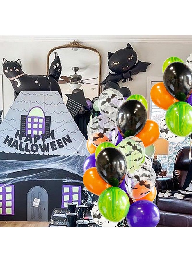 Qian's Party Halloween Party Decorations/Halloween Birthday Balloons Hocus Pocus Trunk Or Treat Car Decorations 25pcs Purple Green Orange Black Bat Balloons (Orange Purple Green) - Image 5